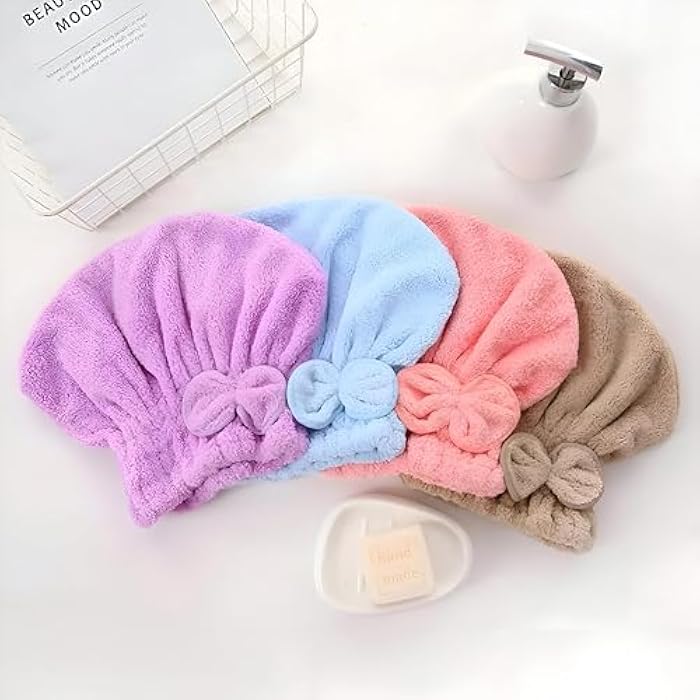 Absorbent Hair Towel - Thick Microfiber Cape for Quick Hair Drying, Comfortable and Gentle Fit for Females and Girls, Pink Color, Pack of Two - Image 1